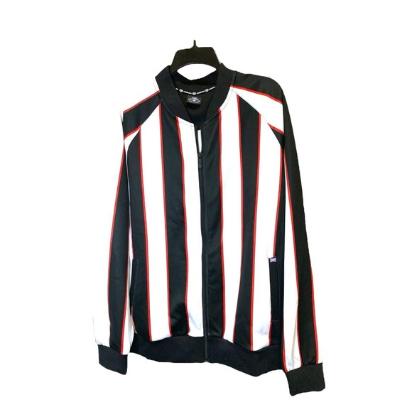 Jian Wang Mens 2XL Track Jacket White Black Red Stripe Full Zip XXL New - Picture 1 of 2